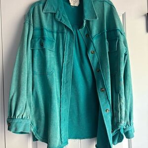 Fantastic Fawn Turquoise Jean Jacket